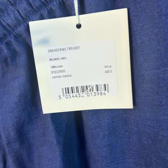 Eskandar NEW Drawstring Trouser Indigo Blue Linen Pant size 2 - Picture 5 of 9
